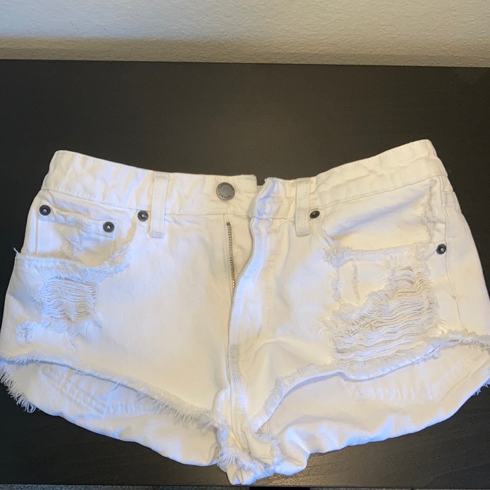 Carmar White Denim Shorts Distressed Cut Offs